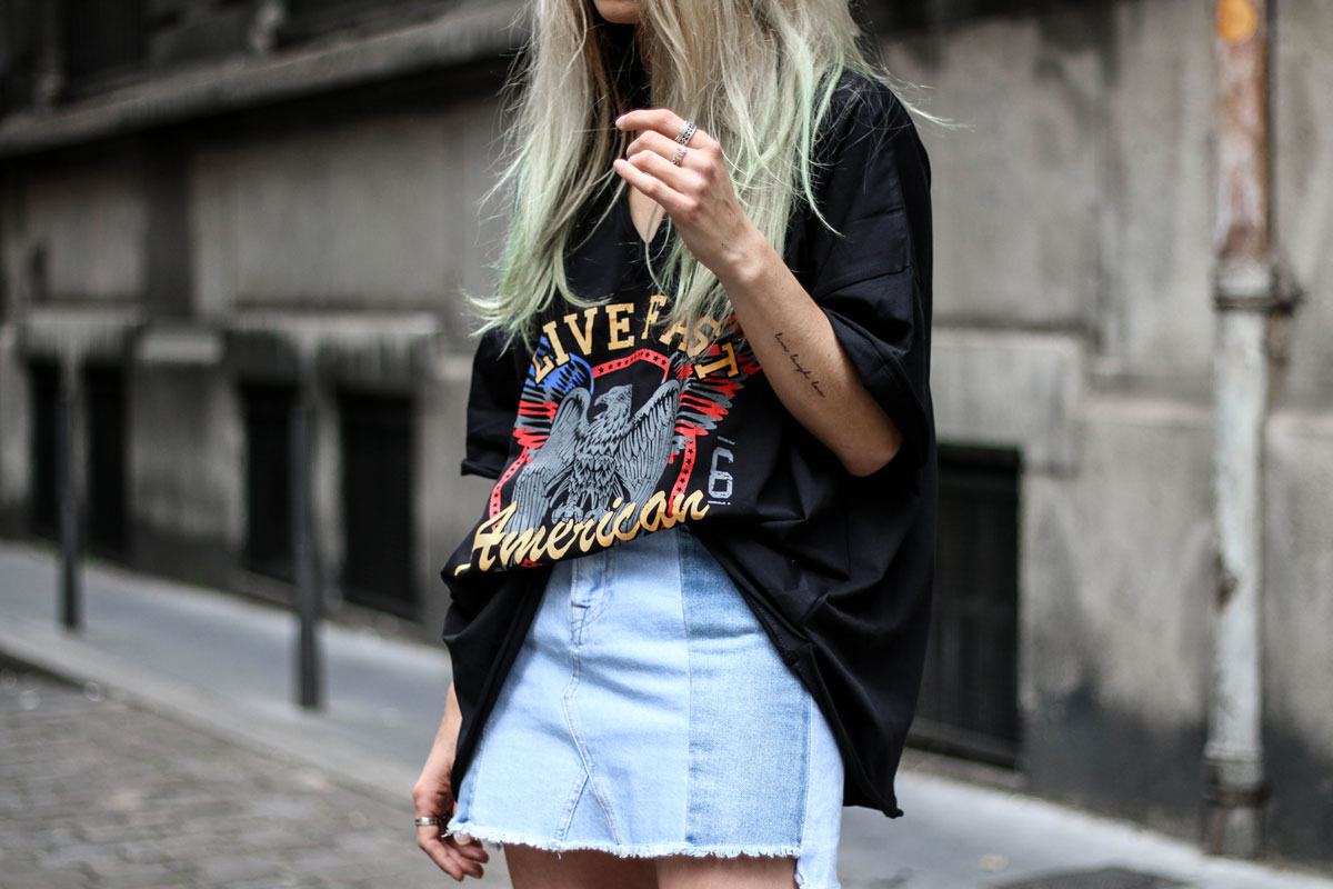 Tendance denim skirt & mules