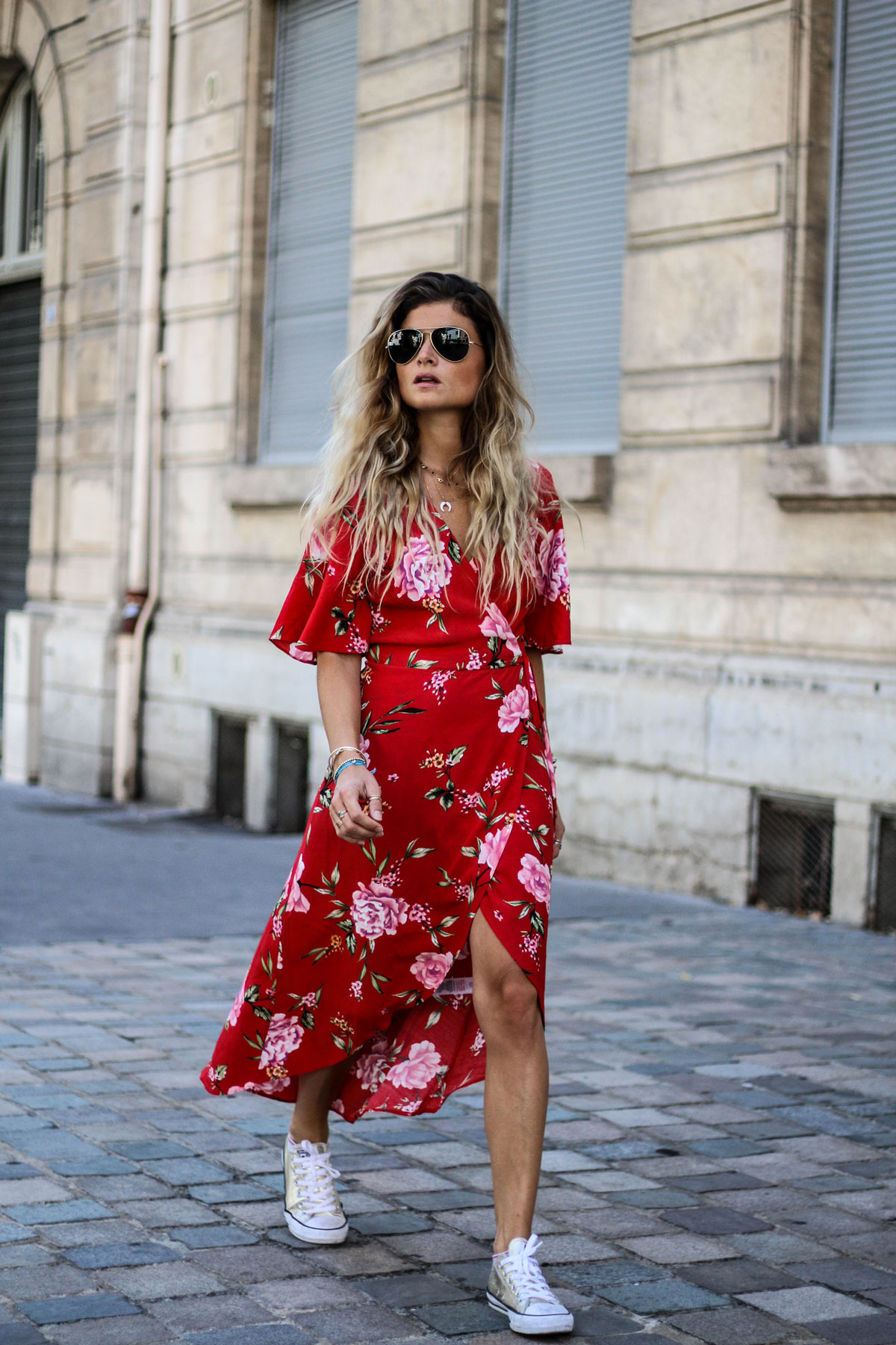 robe rouge à fleurs blog mode marieandmood